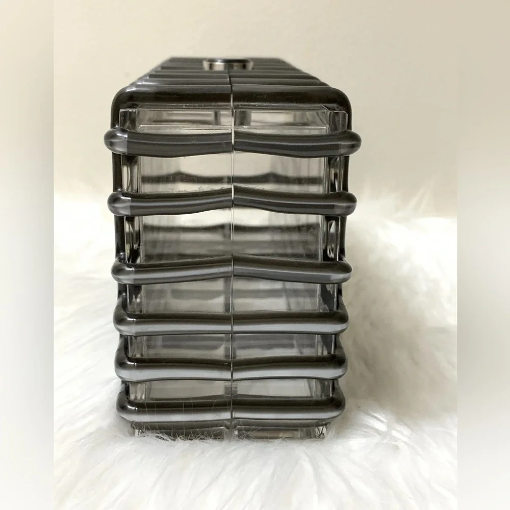 Cult Gaia Rina Caged Clear Acrylic Clutch Bag In Shiny Silver NEW IN BOX $388 - Picture 4 of 15